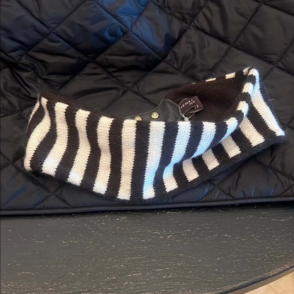 Henri Bendel Black and White Striped Headband